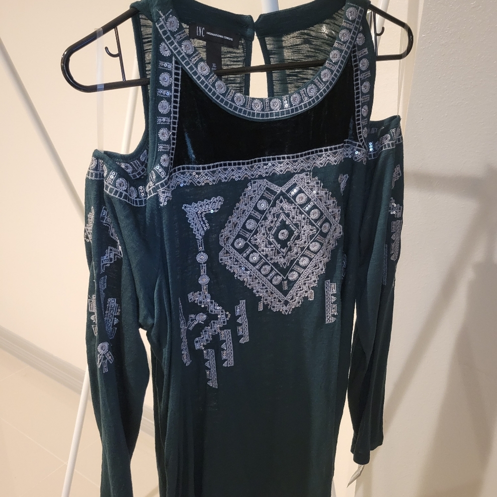 Cold shoulder long sleeve blouse